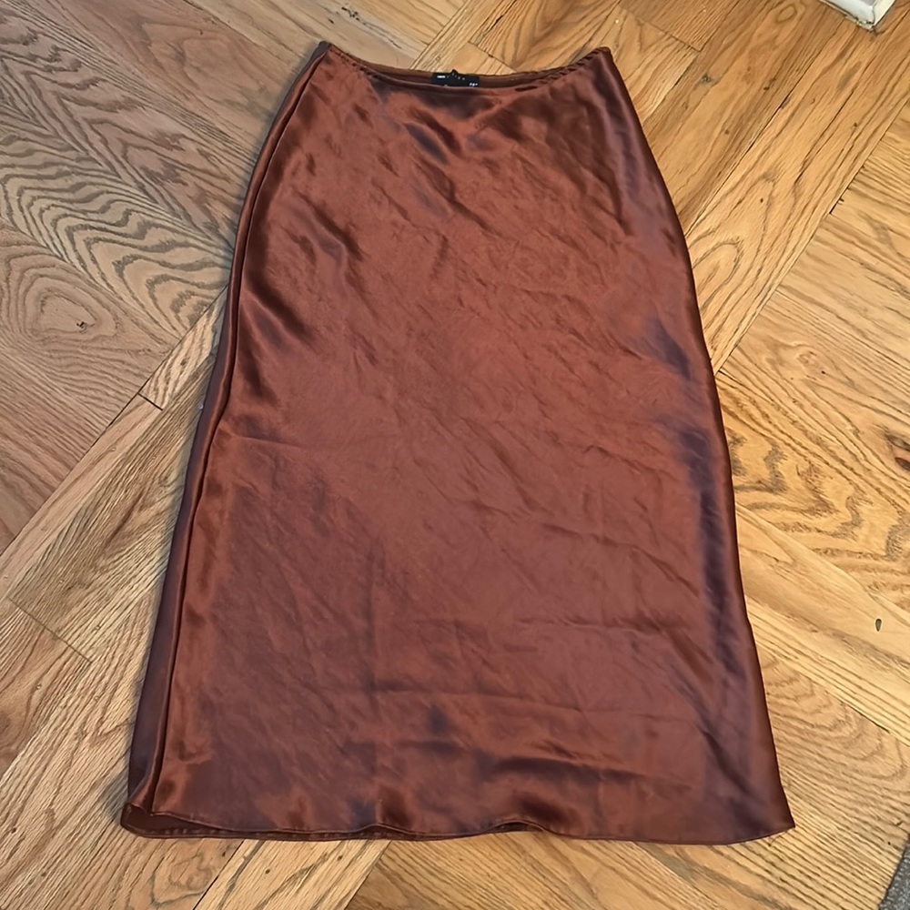 ASOS Design Copper Satin Bias Maxi Skirt